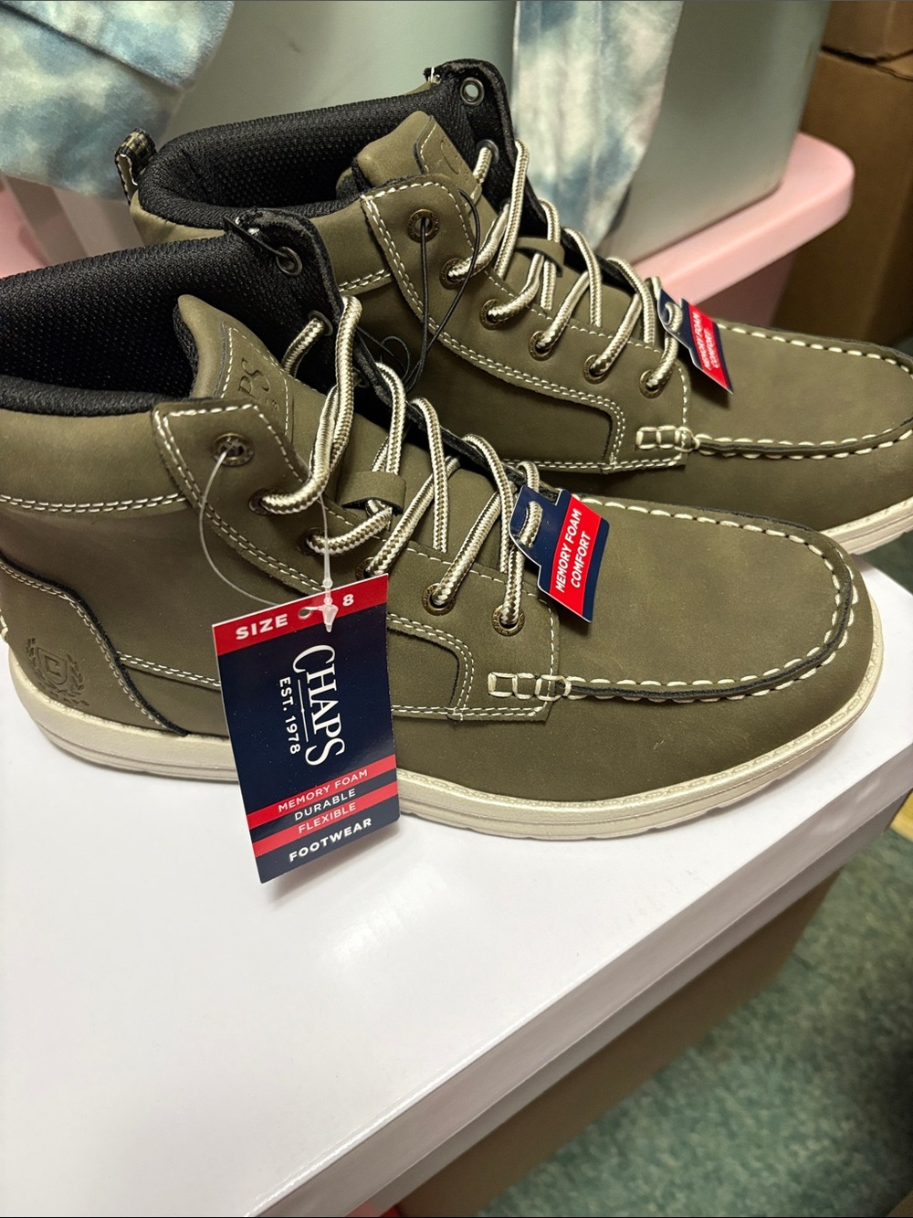 Chaps Olive Green Chukka Moc Toe Boots